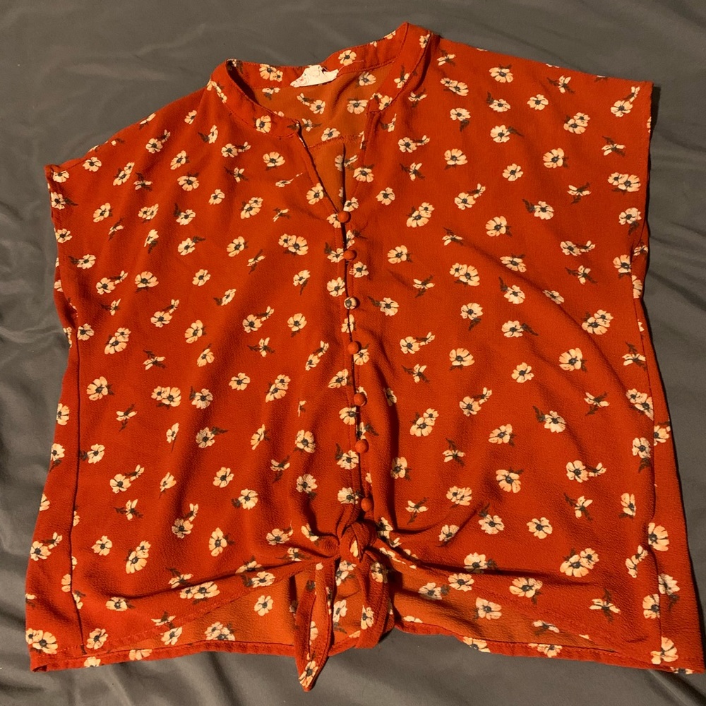 Floral rust colored blouse